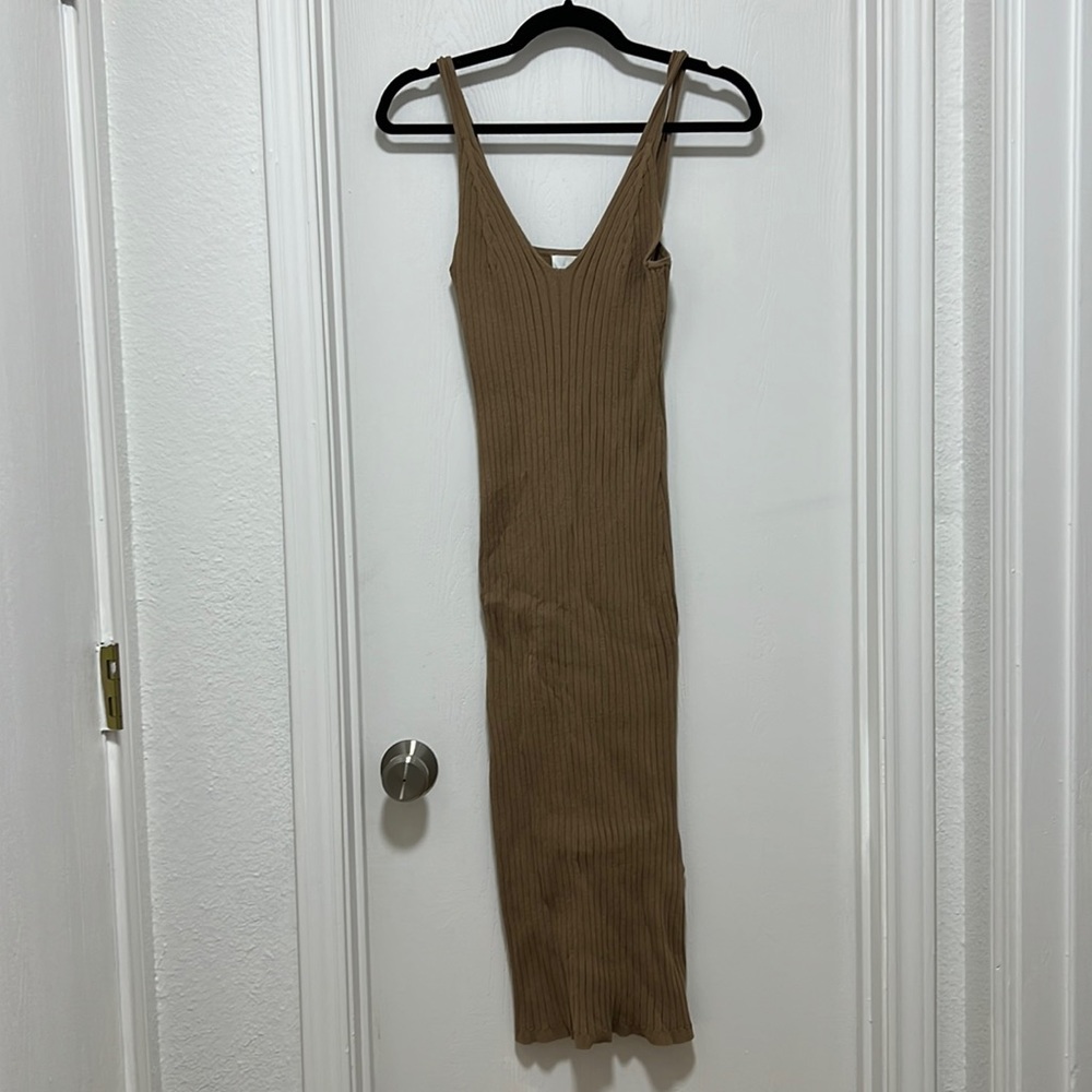 H&M rib knit dress tan